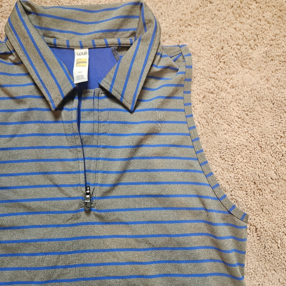 Lole Womens Adisa Sleeveless Collar Dress Blue Gray Striped Athletic Size S